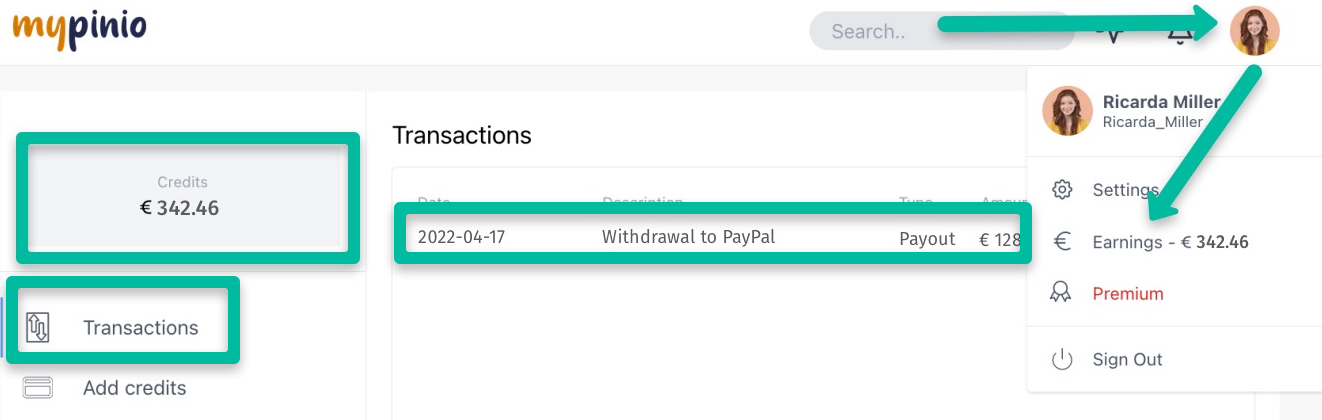 Pay Out Transaction History